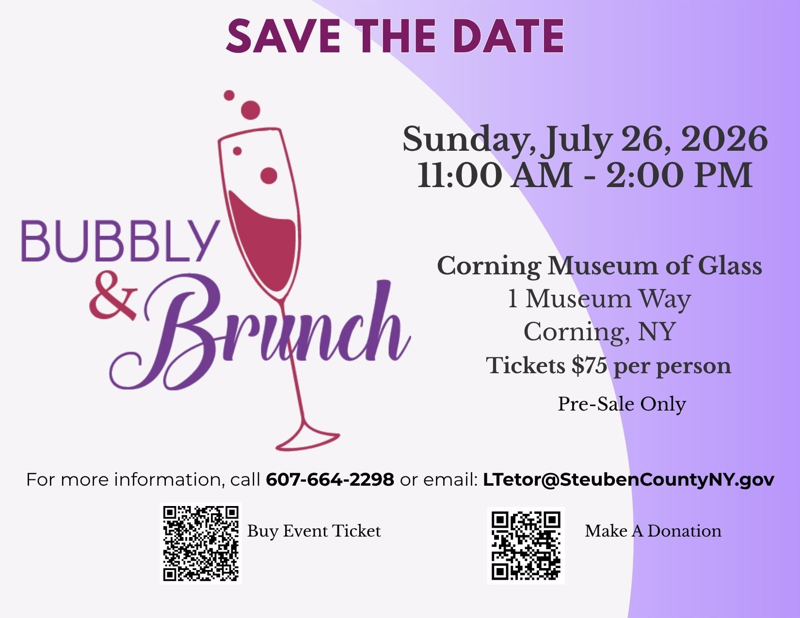 Bubbly & Brunch Sunday July 26, 2026 11am-2pm $75/person